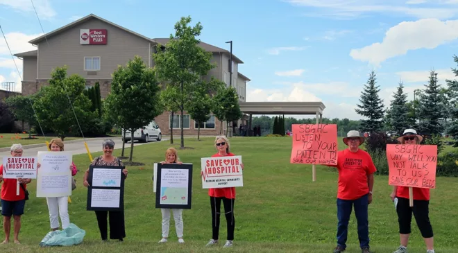 Protestors and police feature at hospital organization’s AGM in Walkerton