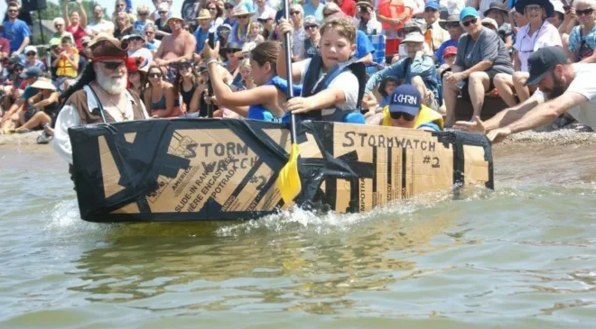 Cardboard boats take to the water off Southampton