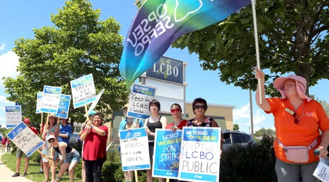 LCBO workers picket outside Owen Sound location