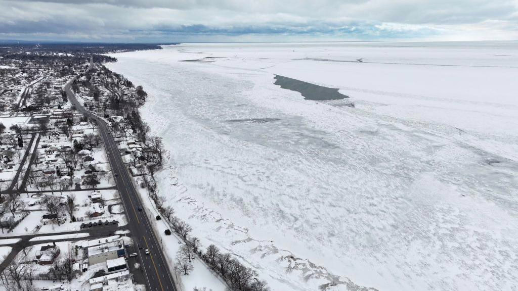 Ice coverage surges across Great Lakes; Lake Erie over 95% covered in ice